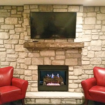 Stone Fireplace and Accent Wall
