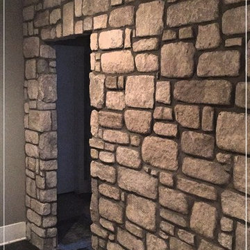Stone Fireplace and Accent Wall
