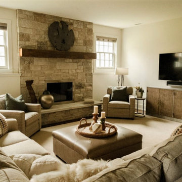 Stone Fireplace in  Family Room