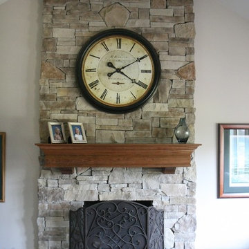 Stone Fireplaces and Wood Mantels