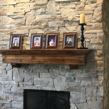 Stone Fireplaces and Wood Mantels