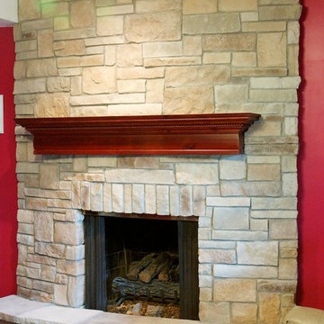 Stone Fireplaces and Wood Mantels