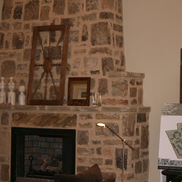 Stone Veneer Fireplace Makeover