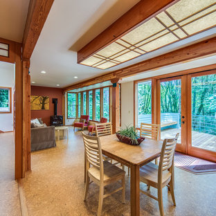 75+ Wohnen mit oranger Wandfarbe und Korkboden Ideen & Bilder - März