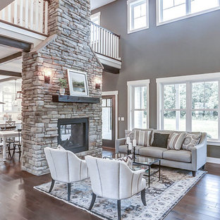 75 Beautiful Farmhouse Family Room With A Two Sided Fireplace Pictures Ideas July 21 Houzz