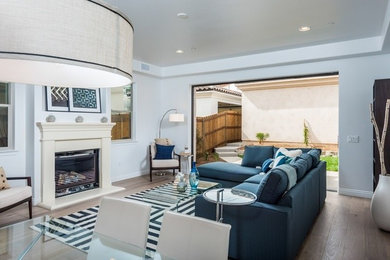 Transitional family room photo in San Diego