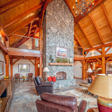 Timberframe Lake House - Living Room