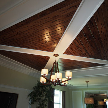 Tongue and Groove Ceiling Design with Moulding