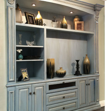 Traditional Distressed Finish Built-in Cabinet