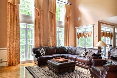 Traditional Family Room with Cathedral Ceiling