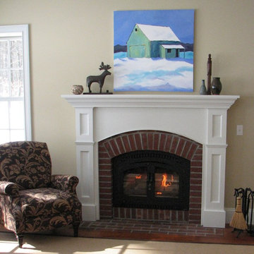 Traditional Fireplace with Wooden Mantle