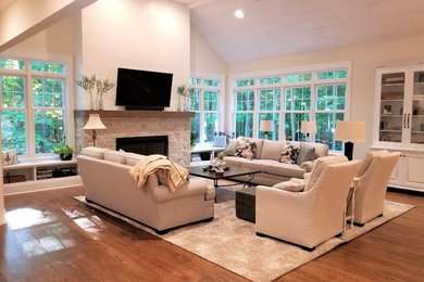 Example of a classic family room design in Cleveland