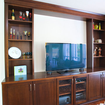 Transitional Entertainment Center with Shaker Style Cabinetry