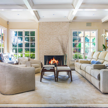 Transitional Family Room and Bar