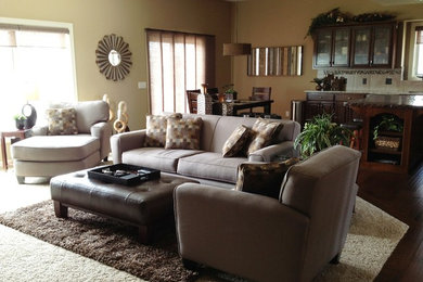 Inspiration for a transitional family room remodel in Omaha