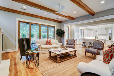 Example of a cottage family room design in Houston
