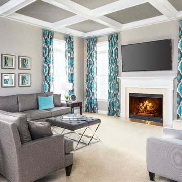Turquoise Grey Family Room