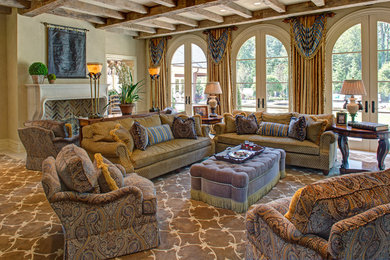 Example of a tuscan family room design in DC Metro