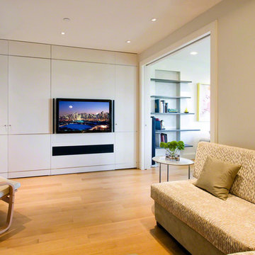 TV with Built-In Cabinet and Soundbar