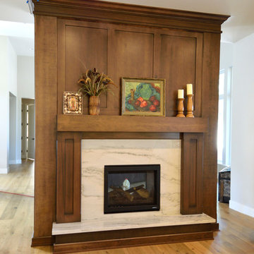 Two-sided fireplace room divider