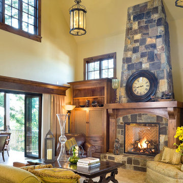 Two-Story Family Room with Fireplace
