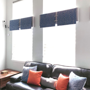 Valances, motorized shades and pillows for a Plainfield IL residence