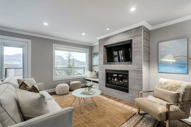 Transitional family room photo in Vancouver