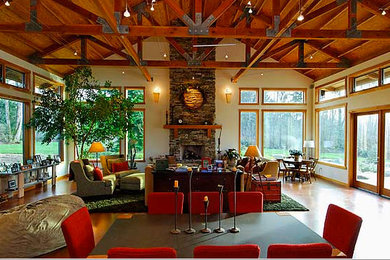 Inspiration for a large open concept family room remodel in Other