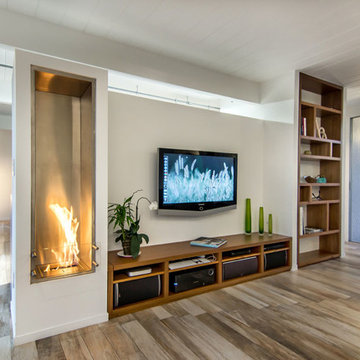 Vertical Fireplace burns ethanol fuel