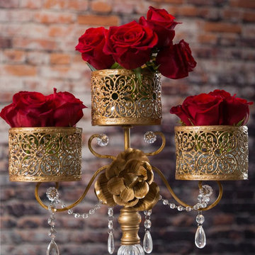 Victoria Antique Gold Pillar Candleholder by Amalfi Decor