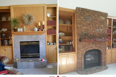 Design ideas for a games room in Minneapolis with a standard fireplace and a stone fireplace surround.