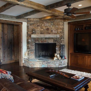 View of Media Room with Fireplace