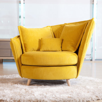 Volta Lounge Accent Chair with Ottoman Coffee Table by Famaliving California