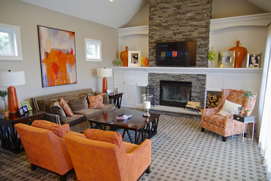 Example of a family room design in New York