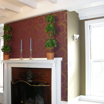 Wall upholstery around a chimney