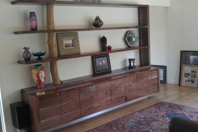 Walnut book shelf with media storage