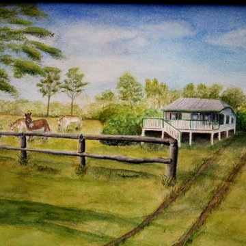 Watercolor Australian Farm Portrait