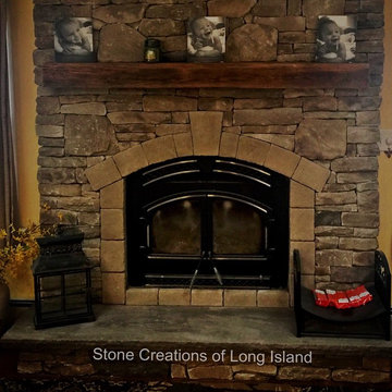 Westbury, N.Y 11580 | Fireplace Remodel | Stone Work with Reclaimed Mantle