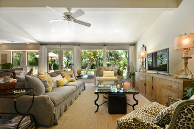 Example of a trendy family room design in Austin
