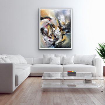 white abstract art Modern Contemporary Paintings for Family Room