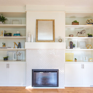 White Built-ins, Living Room Home Design Idea