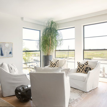 White Family Room with Oversize Windows
