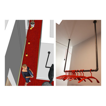 Kleiderstange an der Decke montiert