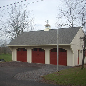 3-car Carriage style garage with rear dormer