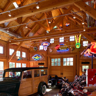 Ispirazione per un garage per un'auto connesso country