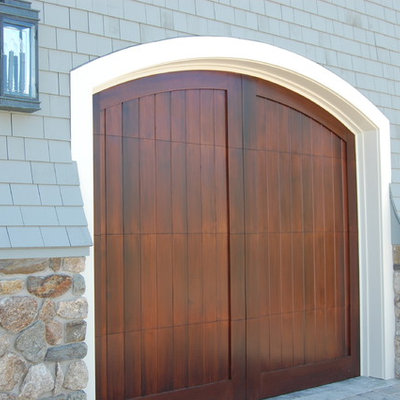 Mid-sized beach style attached one-car garage photo in Boston