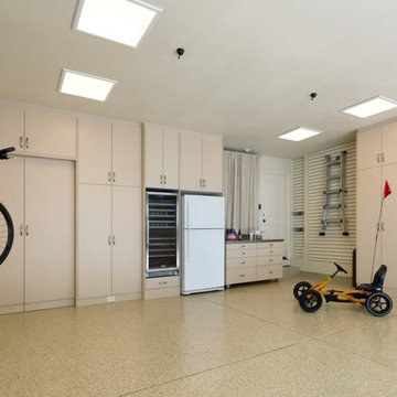 Biege HPL Garage Cabinets-Custom Epoxy Floor