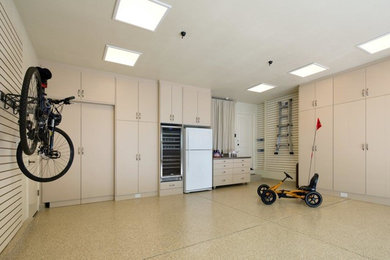 Biege HPL Garage Cabinets-Custom Epoxy Floor