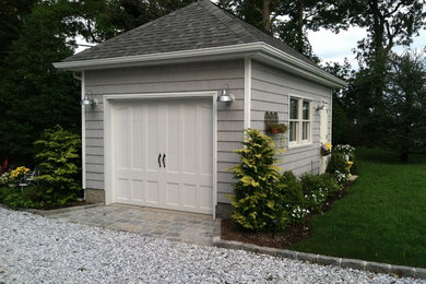 This is an example of a beach style garage in New York.