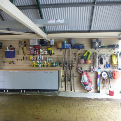 Example of a huge urban detached two-car carport design in Perth